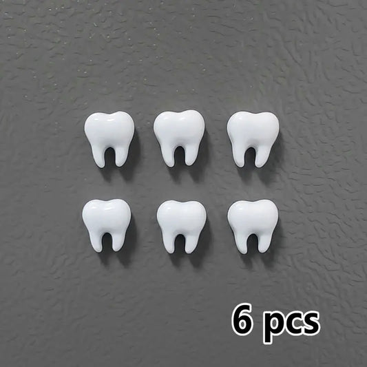 Cute White Tooth Shape Expression Resin Fridge Magnet Dental Health Themed Magnetic Home Office Decoration