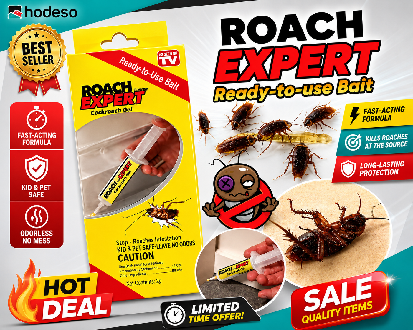 Roach expert ready to kill Bait cockroach Killer Gel