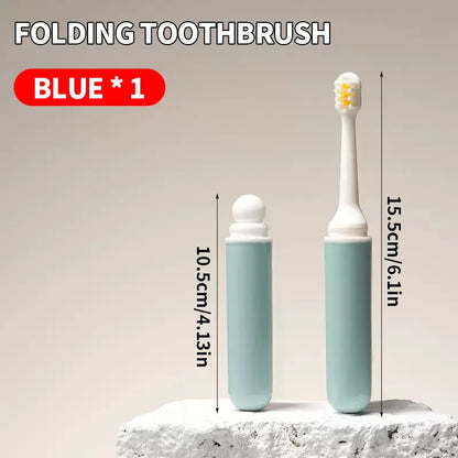 Toothbrush travel container travel grooming set - including toothbrush, mouthwash cup, and dispensing bottle - essential for tra