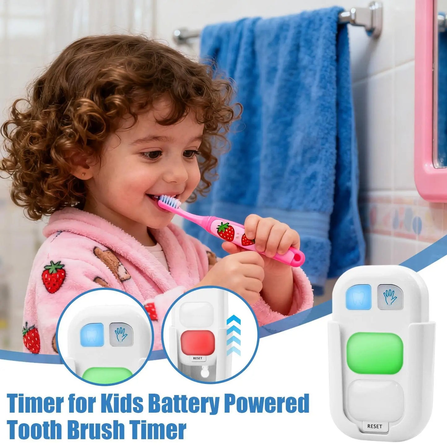 Kids Toothbrush Timer Bathroom Hand Washing Timers with LED Color Light Children Hygiene Training Device for Home School