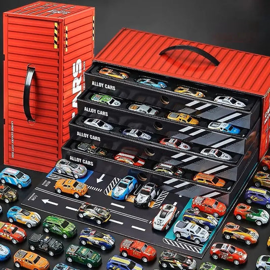 48 pieces! Alloy Mini Car Toy Set (including Dual Track Map) Boy and Girl Children's Day Birthday Gifts