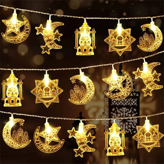 1.5M/3M Moon Star Castle Oil String   Light  Battery Power EID Mubarak Holiday Decoration