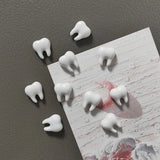 Cute White Tooth Shape Expression Resin Fridge Magnet Dental Health Themed Magnetic Home Office Decoration