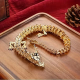 Majestic 3D alloy golden dragon statue with movable limbs - home desktop decoration, symbol of power and good luck