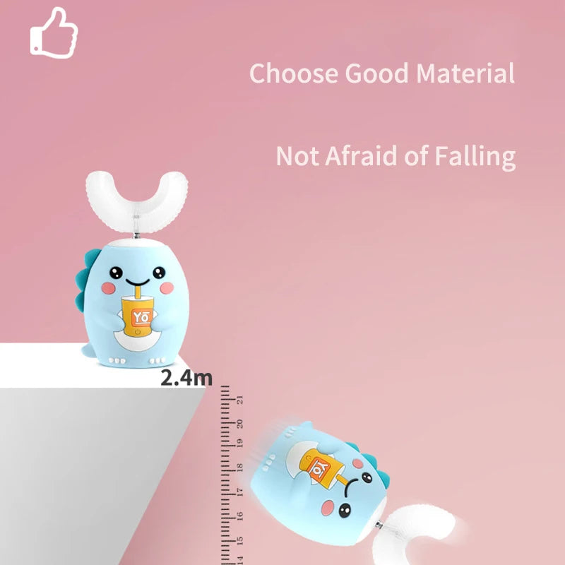 360 Degrees Electric Toothbrush Kids U Shaped Silicon Smart Sonic Teeth Tooth Brush Cartoon Pattern for Children IPX7 Waterproof