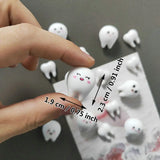 Cute White Tooth Shape Expression Resin Fridge Magnet Dental Health Themed Magnetic Home Office Decoration
