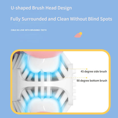 360 Degrees Electric Toothbrush Kids U Shaped Silicon Smart Sonic Teeth Tooth Brush Cartoon Pattern for Children IPX7 Waterproof