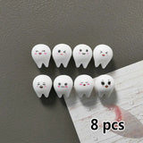 Cute White Tooth Shape Expression Resin Fridge Magnet Dental Health Themed Magnetic Home Office Decoration