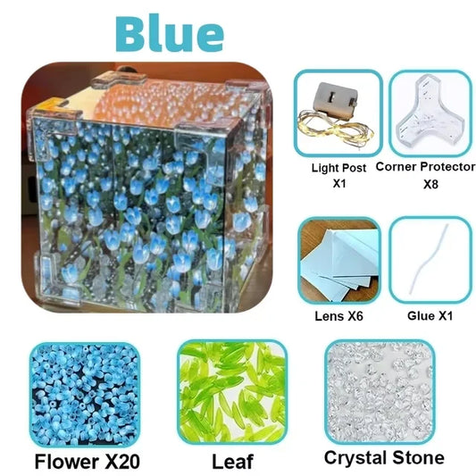 Creative DIY Tulip Flower Sea Cube Three-Dimensional Small Night Lamp.