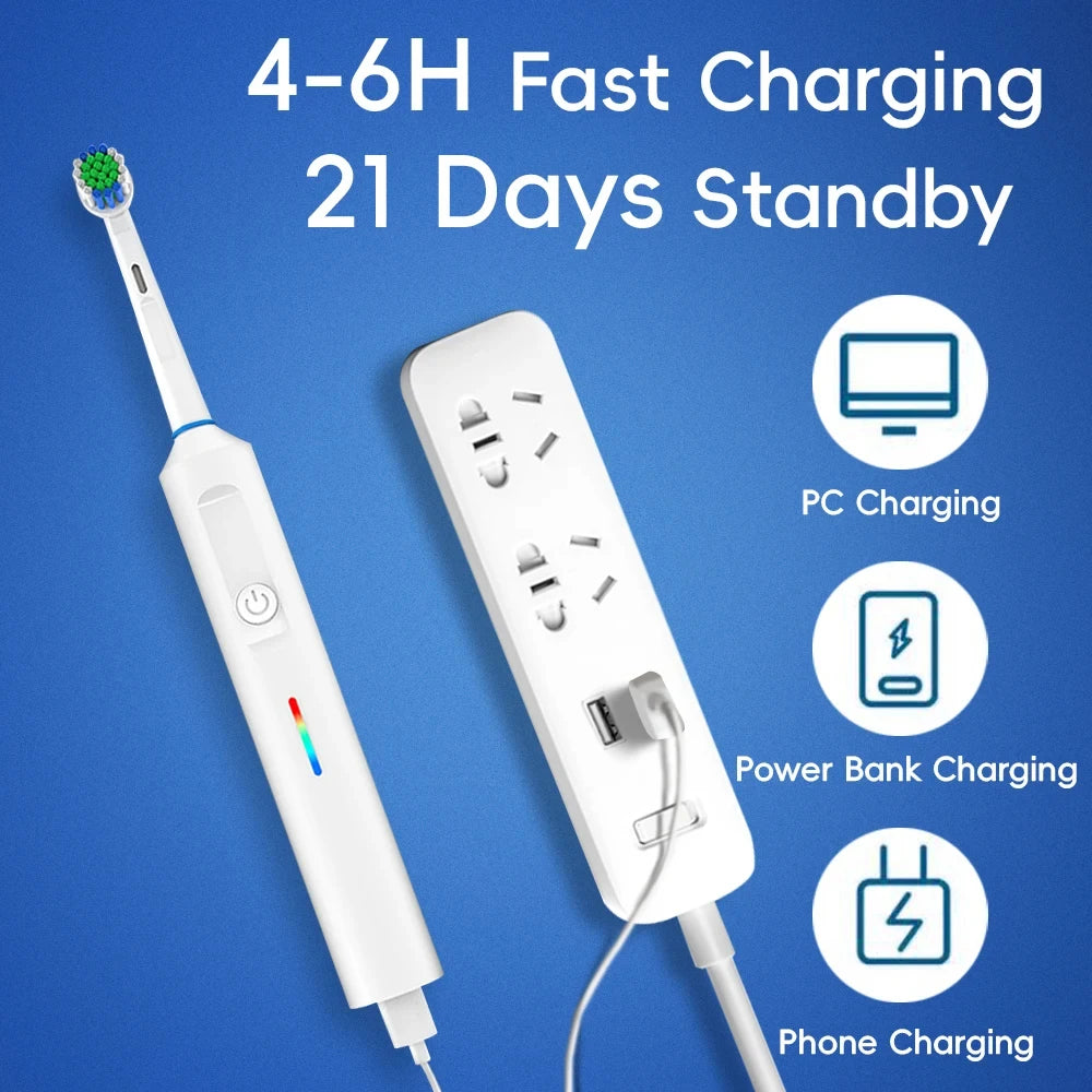 HOMEFISH Smart Rotating Electric Toothbrush Rechargeable Rotary Toothbrush  Heads Compatible with Oral B Replacement Brush Heads