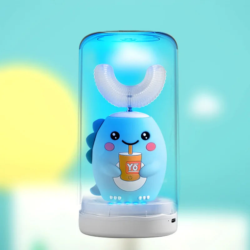 360 Degrees Electric Toothbrush Kids U Shaped Silicon Smart Sonic Teeth Tooth Brush Cartoon Pattern for Children IPX7 Waterproof
