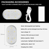 LED Touch Light Mini Wireless Car Interior Lighting Auto Roof Ceiling Reading Lamp for Trunk Storage Box USB Charging