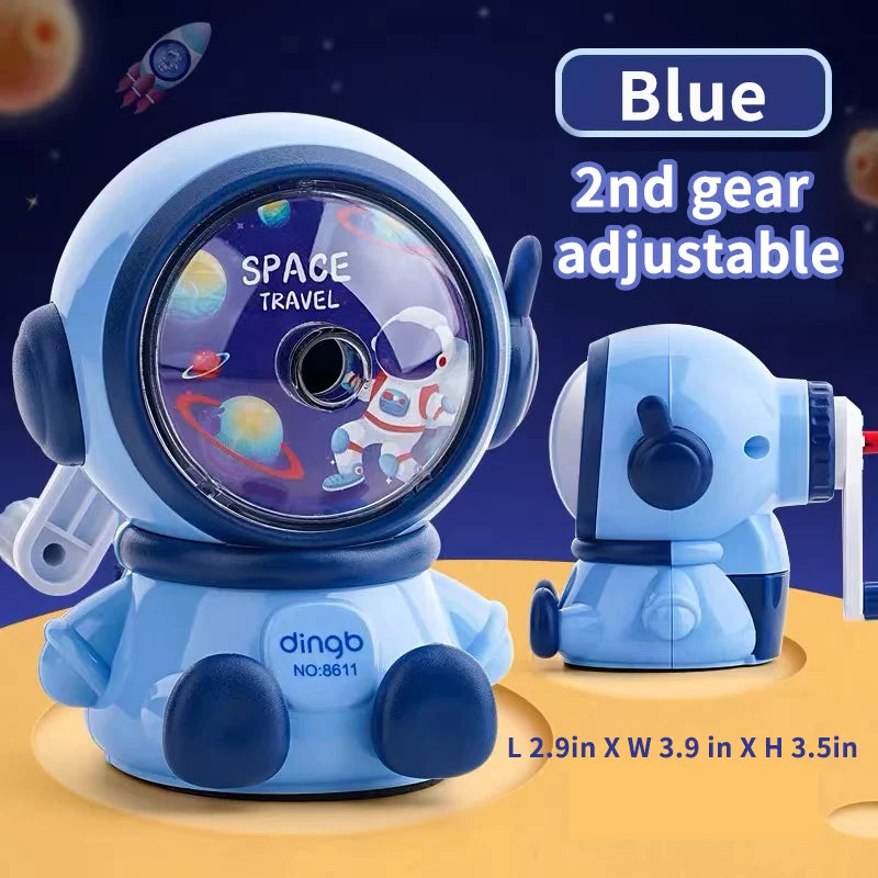 1Pcs Student Cartoon Hand Sharpener Astronaut Shape Sharpener Automatic Pencil Sharpener