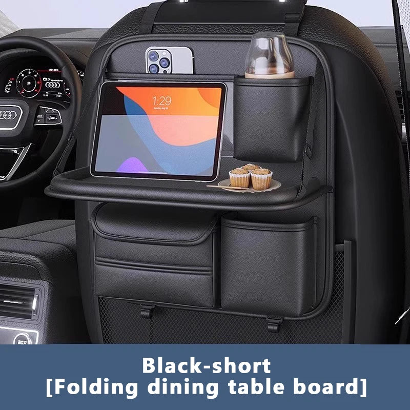 SEAMETAL Car Seat Back Storage Bag Large Capacity Multi-Pocket Backseat Organizer Foldable Dining Table Tablet Tray Hanging Bag