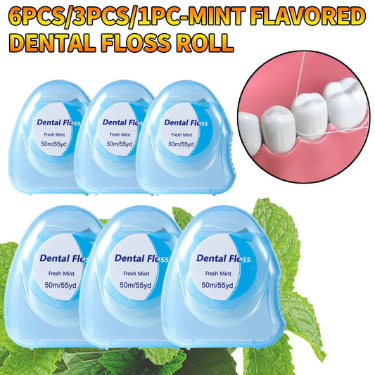 6pcs/3pcs/1pc mint flavored dental floss, compact, convenient, and fast for cleaning between teeth gaps