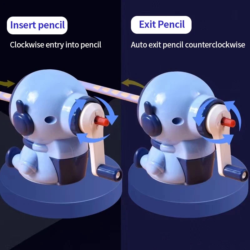 1Pcs Student Cartoon Hand Sharpener Astronaut Shape Sharpener Automatic Pencil Sharpener