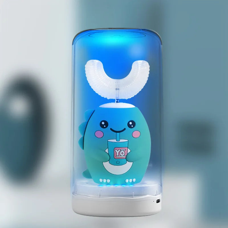 360 Degrees Electric Toothbrush Kids U Shaped Silicon Smart Sonic Teeth Tooth Brush Cartoon Pattern for Children IPX7 Waterproof