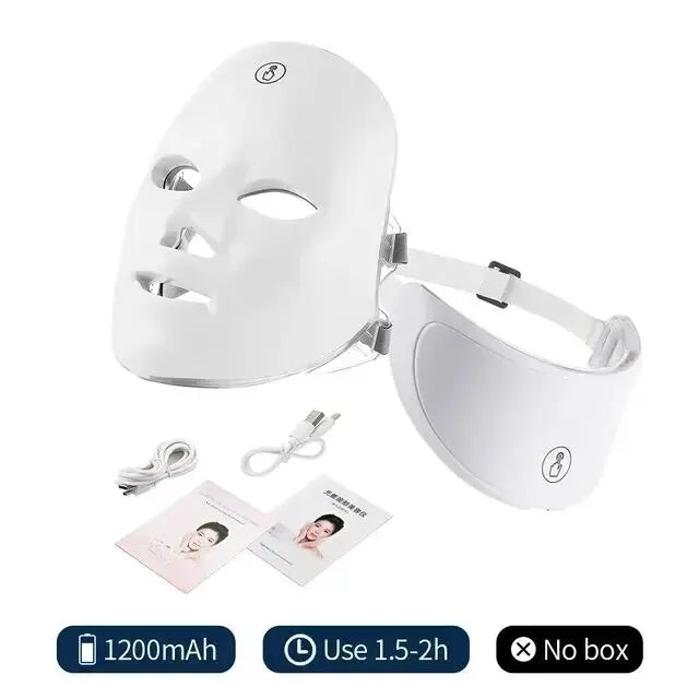 7 Colors Led Facial Mask With Neck Red Light Therapy Mask For Skin Tightening