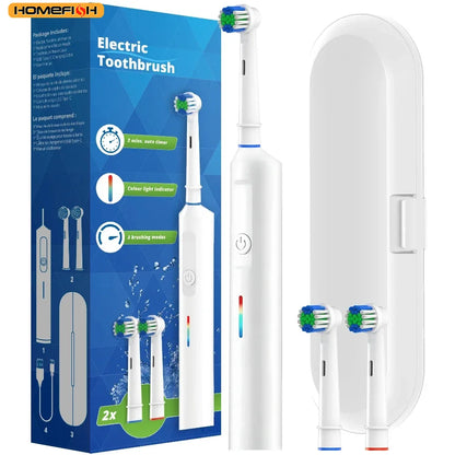 HOMEFISH Smart Rotating Electric Toothbrush Rechargeable Rotary Toothbrush  Heads Compatible with Oral B Replacement Brush Heads