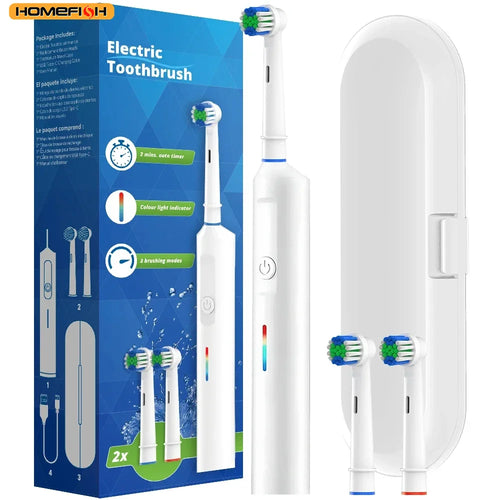 HOMEFISH Smart Rotating Electric Toothbrush Rechargeable Rotary Toothbrush  Heads Compatible with Oral B Replacement Brush Heads