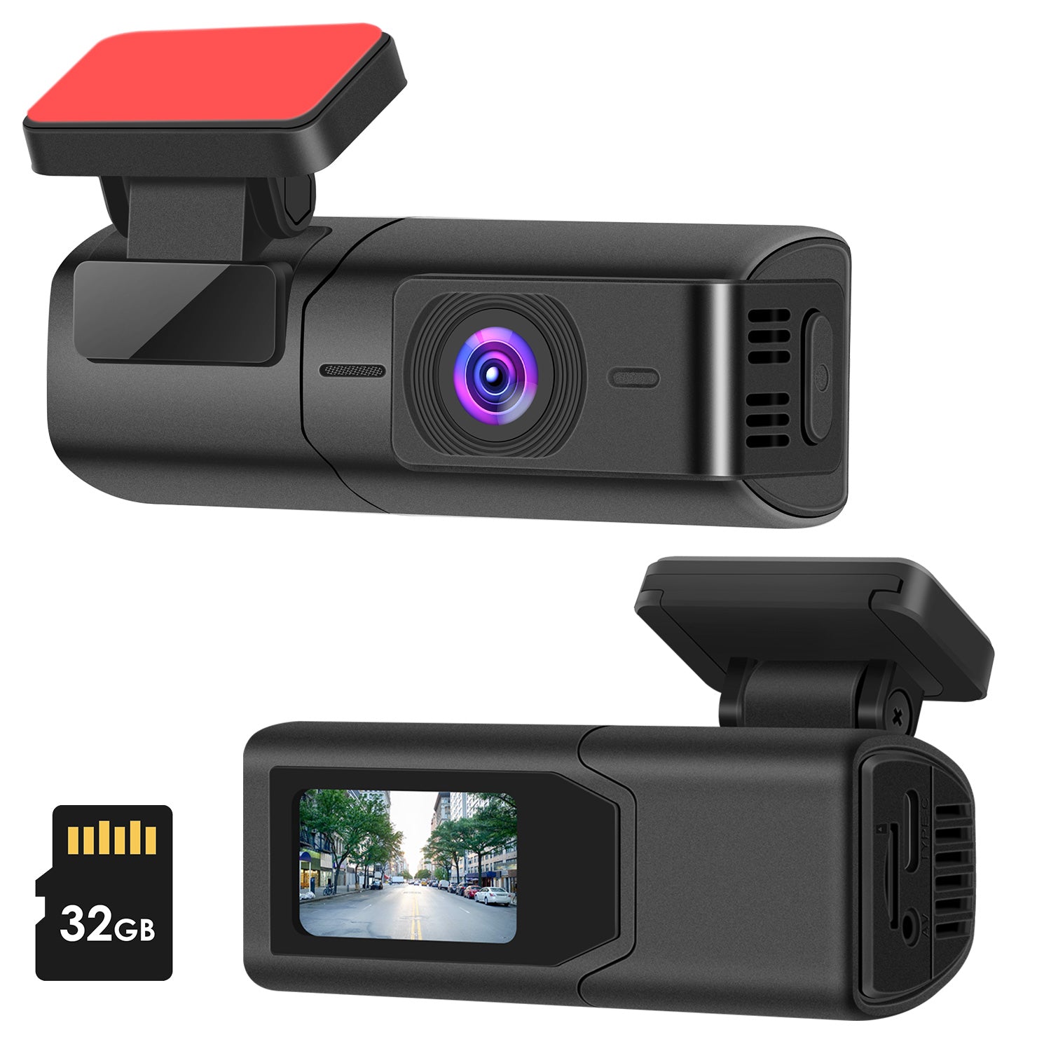 1Pc 2K HD Front Dash Cam For Car With IPS Screen Night Vision Loop Recording Included 32G Storage Card 140 Degree Wide Angle WiFi App Control Front Dashcam