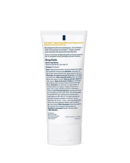 CeraVe Hydrating Mineral Sunscreen Face Lotion SPF 50